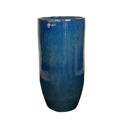 LIVEA Athena 81x40 cm, pot grande taille d&apos;extérieur fait main en terre cuite émaillée, résistant au gel, bleu outremer 