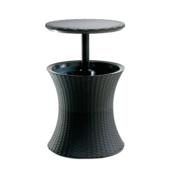 Keter Table glacière Keter Cool Bar 30 L en résine aspect rotin anthracite, table de jardin avec glacière (230903)