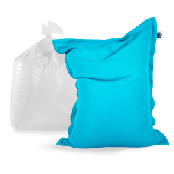 Soo Santaï Set-Big Mama Floating pouf XXL + Polystyrène, 180x140x25cm intérieur & extérieur déhoussable résistant au UV, Bleu