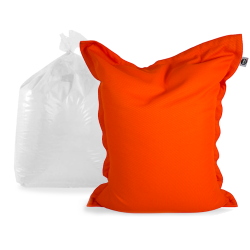 Soo Santaï Set-Big Mama Floating pouf XXL + Polystyrène, 180x140x25cm intérieur & extérieur déhoussable résistant au UV, Orange