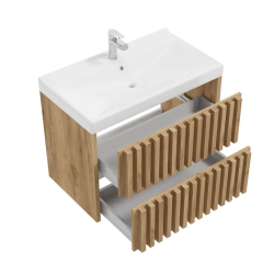 Swiss Aqua Technologies Meuble de salle de bain 80 x 56 x 46 cm chêne mat avec lavabo SAT Delano suspendu (DELANO80ZDUM)