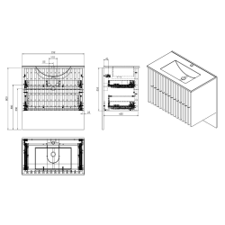 Meuble de salle de bain suspendu 80 × 56 × 46 cm avec lavabo Infinitio chêne mat SAT Delano