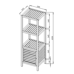 Etagère sur pied Naturel Home 35,5x160x39,5 cm, bois  (HOMEREG5)