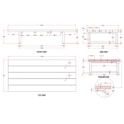 Table de jardin en teck massif 153x72 cm – table extérieure style chic terrasse piscine (NATOFT15372S)