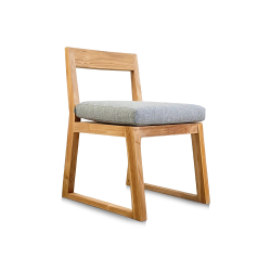 Chaise de table extérieur en teck massif, 50x59.5x79 cm, avec coussins gris perlé (NATOFCH50B)