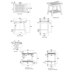  Tabouret de salle de bain en teck massif, 50x45x35 cm, fabrication artisanale (NATIFST50)