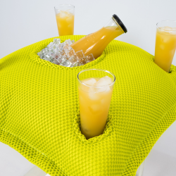 Pool Party coussin bar 75x75x25cm, 4 trous verre et 1 trou bouteille, resistant aux UV, Orange, sans polystyrène  Pool Party coussin bar 75x75x25cm, 4 trous verre et 1 trou bouteille, resistant aux UV, Orange, sans polystyrène