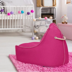 Soo Santaï MiniBuddy&apos;s Rest fauteuil poire + repose pieds 75x60x65 cm interieur dehoussable, surpiqures, Rose, sans polystyrène