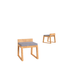 Lot de 2 tabourets d’appoint en teck massif marron clair 50 x 59,5 x 56 cm avec coussins gris inclus – Naturel