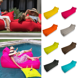  Set Relax Sis chaise longue + polystyrène 160x70x35 intérieur & extérieur flottante, déhoussable et résistante aux UV, Brun