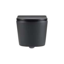 WC suspendu sans bride et fixations invisibles + abattant frein de chute, Noir mat (BlackSATrimless)