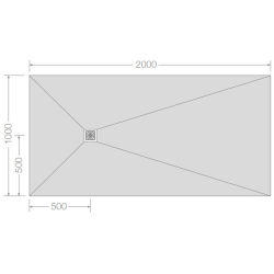  Jackon Receveur de douche à carreler Aqua Décentré 2000x1000x50mm siphon horizontal offert (4512100-4512007)