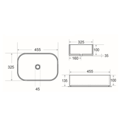 Set Vasque Infinitio à poser 45,5x32,5 cm + Bonde, Blanc (SATINF4532M-SET_BP)