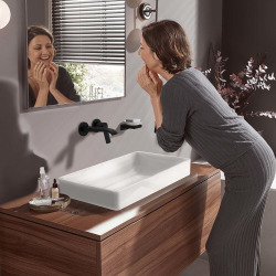 Vivenis mitigeur de lavabo encastré, installation 2 trous, EcoSmart, noir mat (75050670)