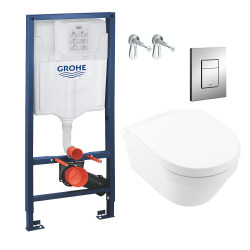 Pack WC Bâti Rapid SL + Cuvette Villeroy&Boch Architectura sans bride fixations invisibles (Architectura2Perfect-1)