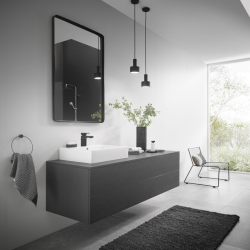  Vernis Shape Lot de 2 mitigeurs de lavabo avec cartouche en céramique, tirette et vidage synthétique, noir mat (71594670-DUO)