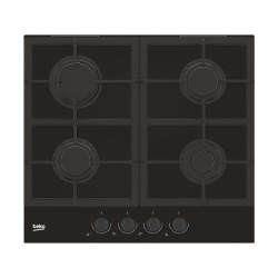 Blacken Plaque de cuisson à gaz avec 4 feux et système de réglage de la flamme, 7,9 kW verre, noir (HILG64325SDX)