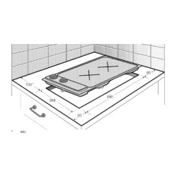 b300 Plaque de cuisson encastrable au gaz, 2 zones, 30 cm, inox (HDCG32220FX)