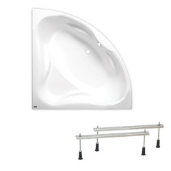 150x150 cm Royale baignoire d'angle avec pieds + tablier, Acrylique, Gauche et Droite, Blanc (RO1500NEW-SET2)
