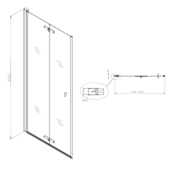  SK Porte de douche 80x196cm pliante anticalcaire avec profilé chrome brillant (SATSK80)
