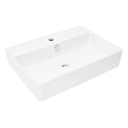 Nuo Évier suspendu avec trop plein et trou pour robinetterie au milieu, 60x44 cm, blanc (7432-003-0001)