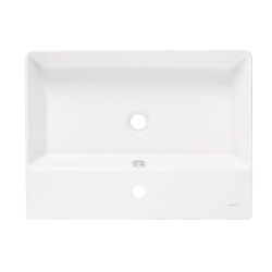 Nuo Évier suspendu avec trop plein et trou pour robinetterie au milieu, 60x44 cm, blanc (7432-003-0001)