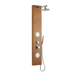 Bamboo Shower Colonne de douche hydromassante murale en bambou avec douche de tête et douchette à main (BAMBOOSHOWER)