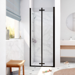 Swiss Aqua Technologies SK Porte de douche 80x196cm pliante anticalcaire avec profilé noir mat (SATSK80C)
