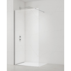  Walk-in 120x200cm Paroi en verre Crystal Glass® 8 mm anticalcaire, avec bras et profilés chrome brillant (SATBWI120PR)