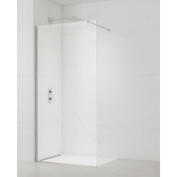 Walk-in 80x200cm Paroi en verre Crystal Glass® 8 mm anticalcaire, avec bras et profilés chrome brillant (SATBWI80PR)