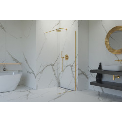 Walk-in 110x200cm Paroi en verre Crystal Glass® 8 mm anticalcaire, avec bras et profilés or (SATBWI110PRZ)