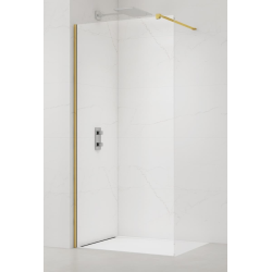  Walk-in 130x200cm Paroi en verre Crystal Glass® 8 mm anticalcaire, avec bras et profilés or (SATBWI130PRZ)