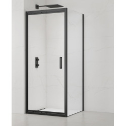 TEX-C ensemble porte compact/paroi 100x100cm anticalcaire avec profilés noir mat (SATTEXC100S100C)