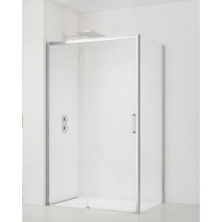 TEX BB ensemble porte coulissante/paroi 120x80cm anticalcaire avec profilés chrome brillant (TEXDBB120S80-SET)