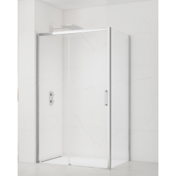  TEX BB ensemble porte coulissante/paroi 120x90cm anticalcaire avec profilés chrome brillant (TEXDBB120S90-SET)