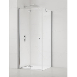 SAT SK  ensemble porte/paroi 100x80cm pliante anticalcaire avec profilés chrome brillant (SATSK100S80)