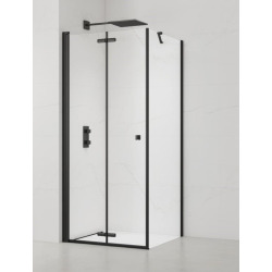SAT SK  ensemble porte/paroi 100x80cm coulissant anticalcaire avec profilés noir mat (SATSK100S80C)