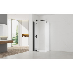 SAT SK  ensemble porte/paroi 100x100cm pliante anticalcaire avec profilés noir mat (SATSK100S100C)