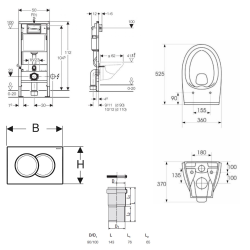  Pack WC Bâti-support Geberit 112 cm + Cuvette sans bride Cersanit + Abattant SoftClose + Plaque blanche (MODUOGEB1)