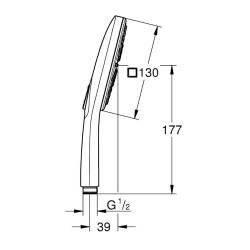  Rainshower Smartactive 130 Cube Douchette à main 3 jets, hard graphite brossé (26582AL0)