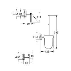  Start Cube Set d'accessoires WC 3 en 1 avec fixations cachées, chrome (41123000)