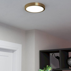 Eglo Fueva, Plafonnier LED avec protection IP20, idéal pour salon/cuisine/couloir/chambre, 21x3 cm, métal, couleur or (900181)
