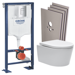 Pack WC Rapid SL + cuvette sans bride SAT, fixations cachées + plaque Skate chrome (RapidSL-SATrimless)