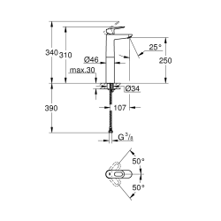  Bauloop Mitigeur monocommande pour vasque à poser, taille XL, chrome (23764000)