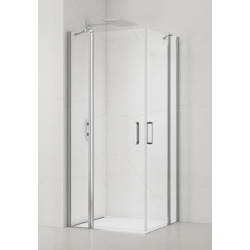 Fusion Portes de douche acces en angle pivotantes 90x90cm anticalcaire avec profilés chrome brillant (SATFUDP9090)