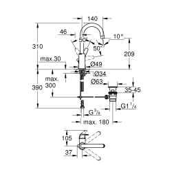 Start Flow Mitigeur monocommande de lavabo, taille L, chrome (23811000)  Start Flow Mitigeur monocommande de lavabo, taille L, chrome (23811000)