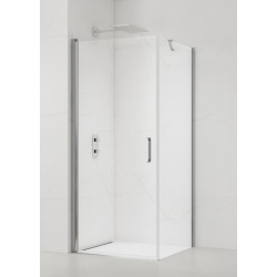 Fusion ensemble porte pivotante /paroi 80x90cm anticalcaire avec profilés chrome brillant (SATFUD80S90)