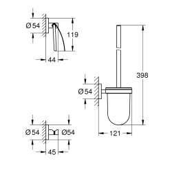  Start Set d'accessoires WC 3 en 1 en verre avec fixations cachées, chrome (G41204000)