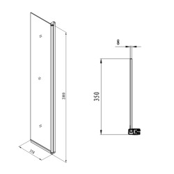 Walk-in écran de douche orientable 35x200cm, chrome (SIKOWIROZ)
