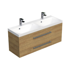Meuble de salle de bain avec poignées chromées et lavabo, 120x47,5x40 cm, chêne (CUBE2120ZDH)